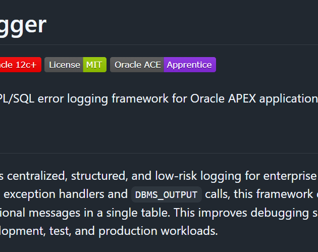 A Centralized Error Logging Framework for Oracle APEX