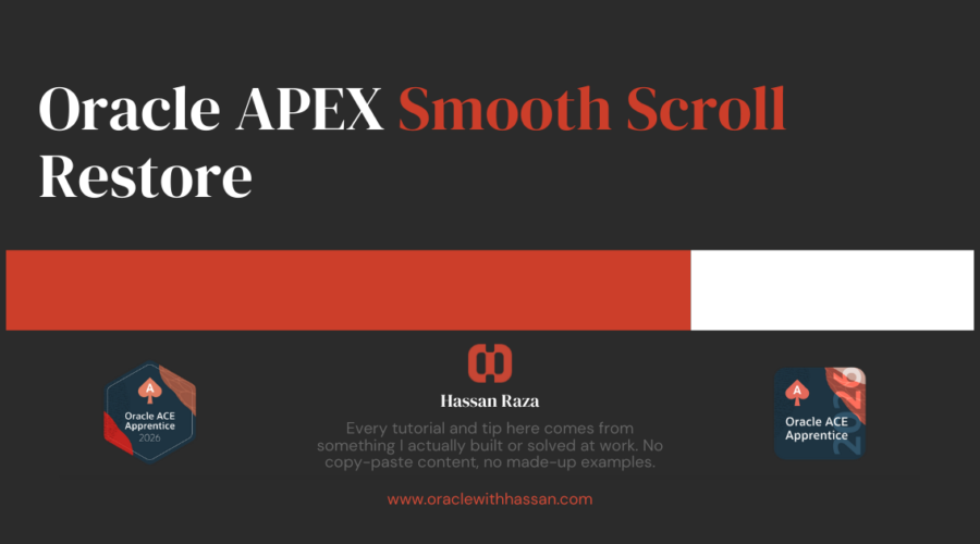 oracle apex smooth scroll demo showing page scrolling smoothly after form submission