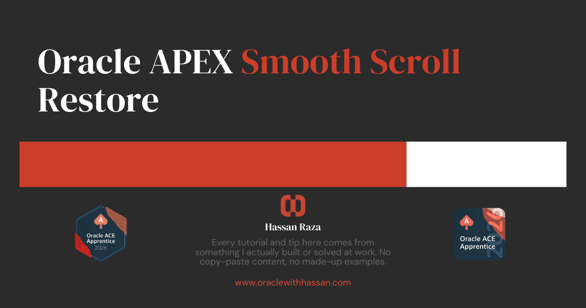 oracle apex smooth scroll demo showing page scrolling smoothly after form submission