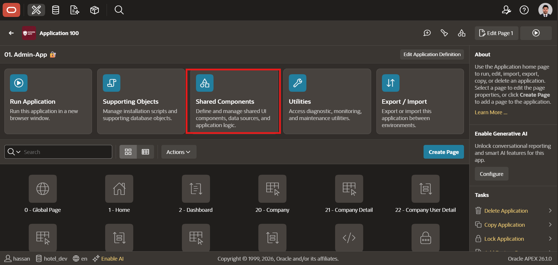 Oracle APEX multilingual app - Go to Shared Components from the App Builder home screen