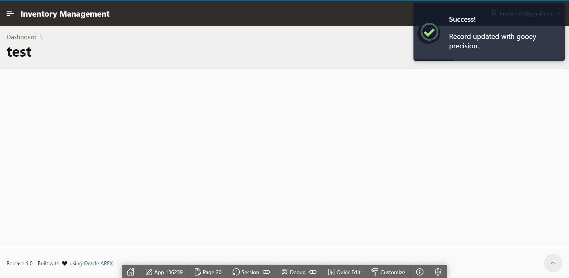 SweetAlert2 toast notification example in Oracle APEX