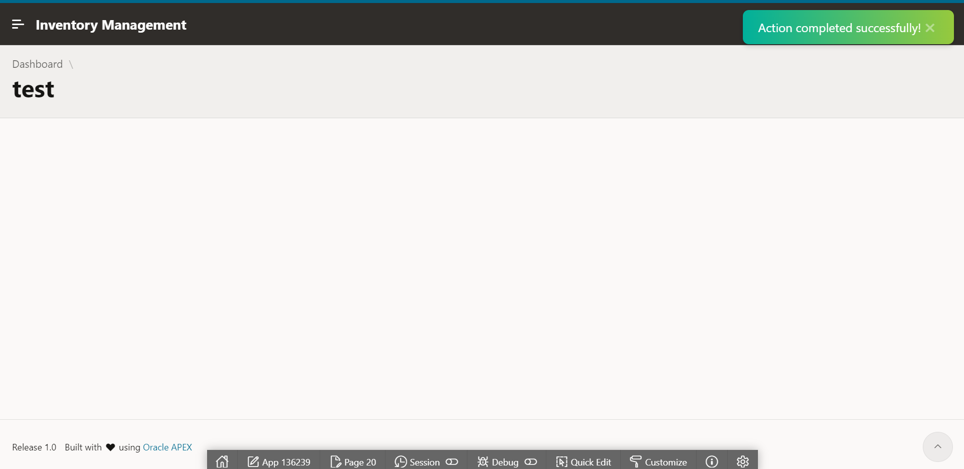 Oracle APEX toast notification running inside a live application