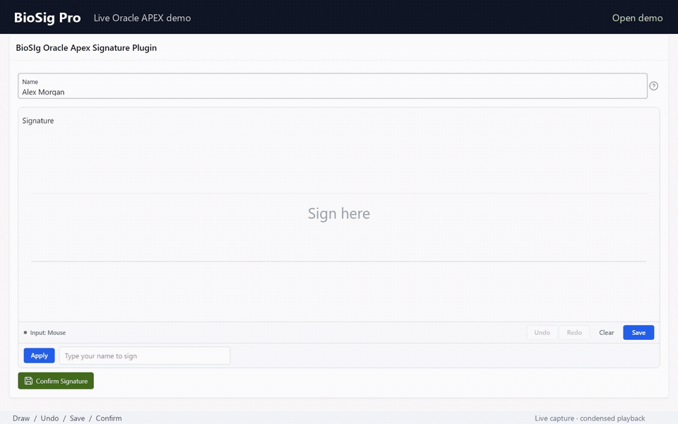 Animated demonstration of BioSig Pro for Oracle APEX